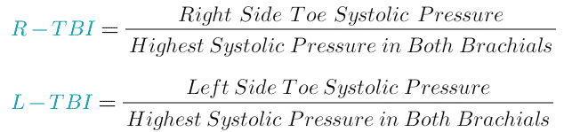 Toe Brachial Index (TBI) Formula